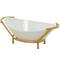 CosmoLiving by Cosmopolitan 25" White Glass Kitchen Serving Bowl with Gold Metal Stand